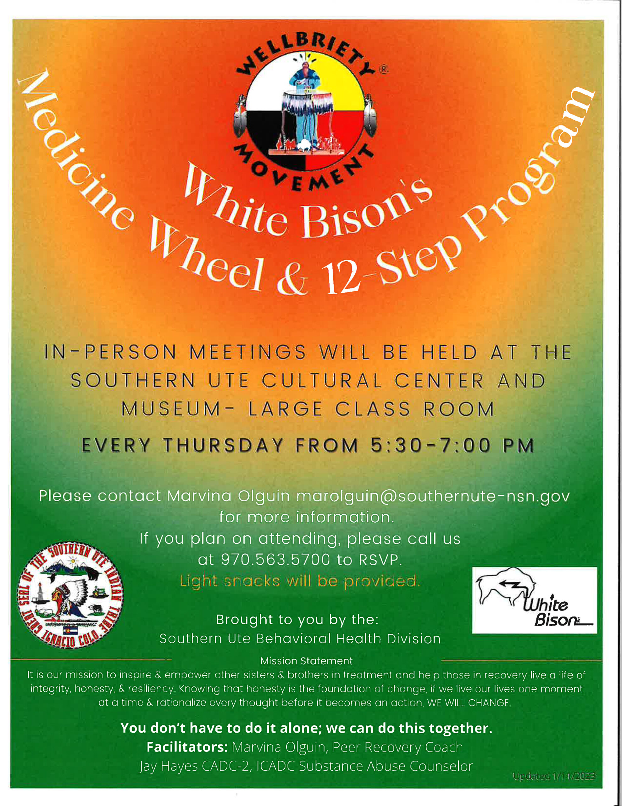 Medicine Wheel and 12 Steps Southern Ute In Person Celebrating Families
